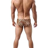 Swbreety Mens Leopard Print Briefs Underwear Stretch Bikinis with Pouch