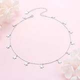 Sterling Silver Jewelry Lucky Star Choker Necklace Pendant Disc Chain Statement Necklace For Women