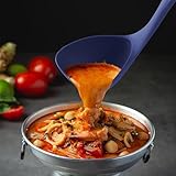 Zulay Soup Ladle Spoon with Comfortable Grip - Cooking and Serving Spoon for Soup, Chili, Gravy, Salad Dressing & Pancake Batter - Large Nylon Scoop & Ladle Spoon Great for Canning and Pouring - Navy