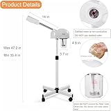 Professional Ozone Facial Steamer with Hot Mist Function, Stand Facial Steamer On Wheels, Height Adjustable & 360° Rotatable Nozzle, Use at Home & Salon SPA