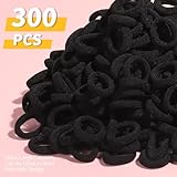 YGDZ 300PCS Black Cotton Hair Ties: Mini Elastic Ponytail Holders and Seamless Hair Bands for Little Girls, Kids, and Toddlers