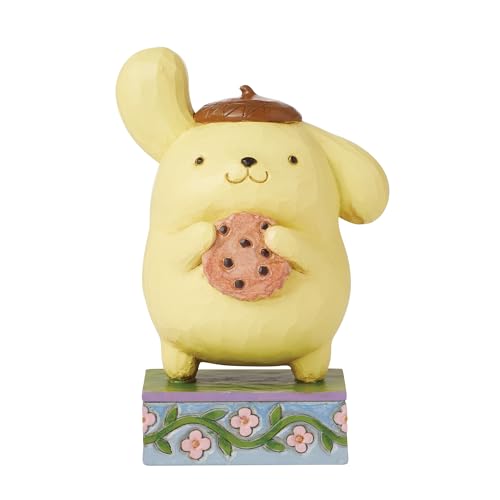 Enesco Sanrio by Jim Shore Pompompurin with Cookie Figurine- Stone Resin Hand Painted Crafted Collectible Hello Kitty Figurines Home Decor Statue, 5 Inch