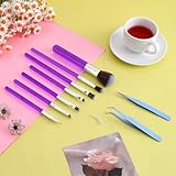 9 Pack Chocolate Brush Baking Brushes Cookie Decorating Brushes Paint Brushes for Cake Decorating Food Pastry Decorating Brush Straight Curved Pasta Tweezers for Sugar Fondant (Purple)