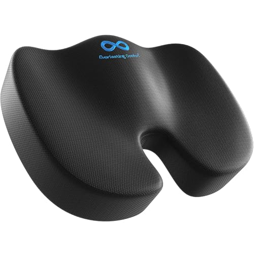 Everlasting Comfort Gel Memory Foam Seat Cushion for Office Chairs & Car Seat - FSA/HSA Eligible Chair Cushions - Ergonomic Office Desk Accessories for Tailbone/Sciatica Pain Relief & Back Support