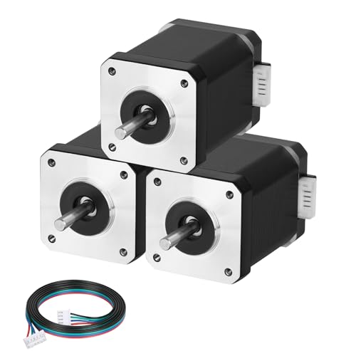 YEJMKJ 3pcs Nema 17 Stepper Motor 60MM Bipolar 2 A 70Ncm (99.12oz.in) 1.8 Degree Nema17 42 Stepper Motors Kit 2 Phase 4-Lead with 1m Cable and Connector for DIY CNC 3D Printer, 1.66x1.66x2.37inch