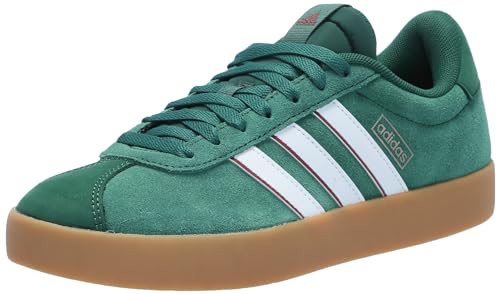 adidas Men's Vl Court 3.0 Sneaker, Dark Green/White/Collegiate Burgundy, 11