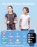 BIGGERFIVE Smart Watch for Kids No APP No Phone Needed, 1.8" Fitness Tracker Watch Pedometer, Heart Rate, Sleep Monitor, IP68 Waterproof, Step Counter, Puzzle Games for Girls Boys Teens 5-16, Blue