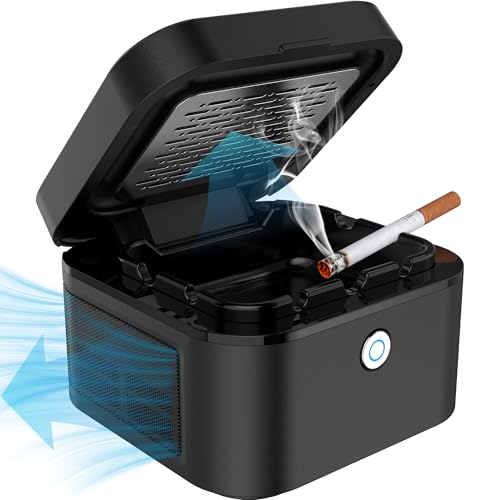 FUKANG Smokeless Ashtray, Multifunctional Smoke Ashtray with USB Rechargeable, HEPA Filter Smoke for Home,Office(Black)