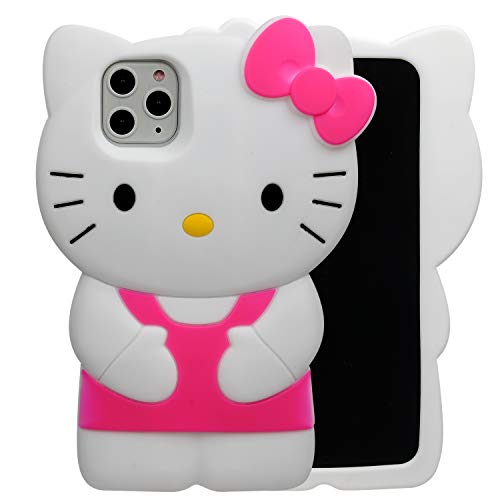 MONEHOYSY Cartoon Case for iPhone 15 Pro Max 6.7", Fashion Cute 3D Cute Kitty Kawaii Soft Silicone Animal Protective Gel Shockproof Gel Back Cover for Kids Women Girls Boys (Hot Pink-1)