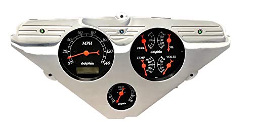 Dolphin Gauges 1955 1956 1957 1958 1959 Chevy Truck 3 Gauge Rear Mount Quad Style Programmable Dash Panel Insert Cluster Black