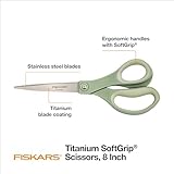 Fiskars SoftGrip Titanium Scissors - Contoured Performance All Purpose - 8" Titanium - Straight Paper Scissors for Office, and Arts and Crafts - 3-Count