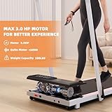 DeerRun 3 in 1 Walking Pad Treadmill, 300 lbs Capacity Foldable Treadmill, 3.0HP Low Noise Walking Pad with Handle Bar, Under Desk Treadmills for Home Office with Remote & Smart APP