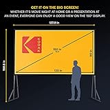 KODAK 150” Portable Projector Screen W/Stand - Fast Fold White Projection Backdrop for Outdoor & Indoor Movies with Tripod, Outdoor Stability Kit, & Black Storage Carry Case