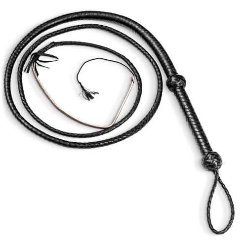 Indiana Jones Style Bull Whip 4 Foot 8 Plaits Real Cow Hide Leather Equestrian Bullwhip Black