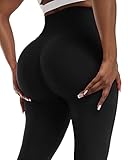 NORMOV 4 Piece Butt Lifting Workout Leggings for Women, Seamless Gym Scrunch Booty Lifting Sets(4 Black, M)