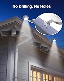 8 Pack White Solar Powered Gutter Lights Outdoor Decorative Waterproof Led Fence Lamp for Lighting Railing, Outside Wall, Deck, Garden, Path, Backyard, Sidewalk, Yard, Patio, No Drilling Installation