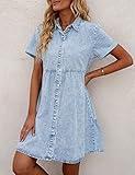 GRAPENT Women’s Denim Dress for Women Button up Denim Dress for Women Jean Denim Dress for Women Denim Babydoll Dress for Women Roadknight Blue Size Medium Size 8 Size 10