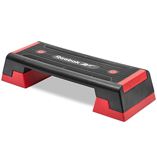 Reebok Fitness Multipurpose Adjustable Aerobic and Strength Training Workout Step Platform for HIIT, Cardio, and General Sessions, Red