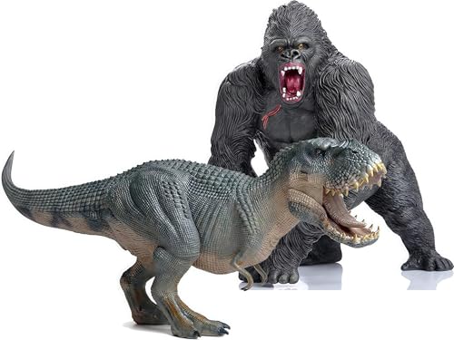 Gemini&Genius King Kong Toys Vastatosaurus Rex Dinosaur World Toys Stand Up with Movable Jaw Gorilla Action Figurine Gift for Kids