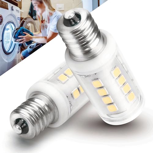 Xyanmc WE05X20431 Dryer Drum Led Light Bulb 3W 120V E12 Candelabra Base, 10W 25W 40W Replacement Appliance Bulb 6000K White, Fit for G-E Whirl-Pool Dryer Replace WP22002263 WE4M305 WP3395618, 2PACK