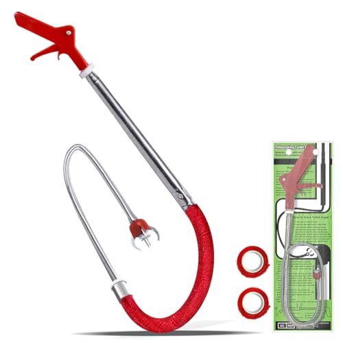 69" Toilet Auger Grabber Tool, Flexible Grabber Unclogging Tool, Four Jaw Pickup, Stainless Steel Telescoping Pole, Toilet Snake for Grabbing Objects Blocked in Toilet Pipes/Drains