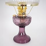 Aladdin Amethyst Lincoln Drape Table Oil Lamp with White Glass Shade, Brass