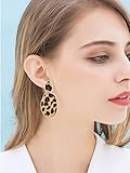 Leopard Print Earrings Lightweight Geometric Faux Leather Drop Dangle Earring Statement Animal Print Stud Earring For Women (brown leopard)