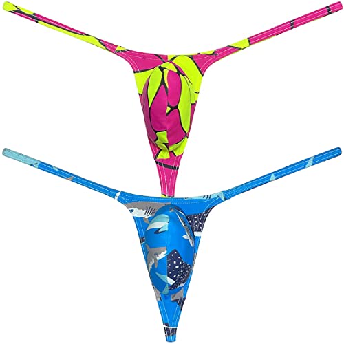 Fashion Men's G-Strings Bikini T-Back Underwear Male Contour Pouch Micro Swim Thong 2-Pack JL Medium