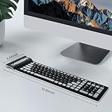 sungwoo Wireless Silicone Keyboard, 2.4GHz Wireless, Foldable Rollup Keyboard, Waterproof, Dustproof and Lightweight, Perfect for PC, Notebook, Laptop and Travel(Black)