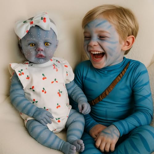 Anano 18" Avatar Reborn Baby Doll Girl - Full Body Silicone Realistic Newborn with Unique Avatar Features - Lifelike Alien Skin Tone & Anatomical Details - Collector's Edition