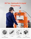 VEVOR Hydraulic Shop Press, 30 T H-Frame Pneumatic Shop Press with Press Plate & Triangular Support, Stable Garage Floor Adjustable Hydraulic Press with Relief Valve, Fit for Bending & Straightening