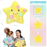 Spiareal 4 Pieces 15.7" LED Twinkle Colorful Star Pillow Glow Plush Throw Pillows Soft Light up Star Pillows for Kids Girls Easter Birthday Decoration, Yellow, White, Pink and Blue