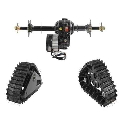 Kemblawolf 48V 1000W Electric Motor with Rear Differential Axle Kit Snow Sand Tracks Rear Axle Track Assembly Rear Wheel for Go-Kart, ATV, Golf Cart, Trike, UTV, Buggy, Snowmobile (34" Axle)