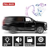 WAKAKAC Toy Car Compatible for 1:24 Escalade SUV Model Car, Pull Back Diecast Collectible Car with Sounds＆Lights for Kids Boys Girls and Adults, Gift Black