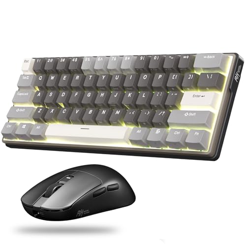 RK ROYAL KLUDGE RK61 Plus Wireless Mechanical Keyboard and M3 Gaming Mouse Combo, 60% Percent RGB Hot Swappable Keyboard, 47g Lightweight Computer Mouse with 42K DPI