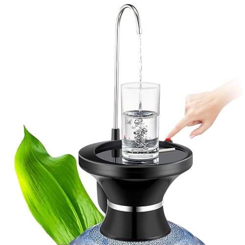 Black Drinking Water Dispenser Pump, Automatic Electric Drinking Water Bottle Pump for 1-5 Gallon Water Jugs, USB Rechargeable with The Switch Control, Portable for Home, Kitchen, Office, Camping