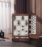 Homde Watch Box Wooden Display: Large Wood Storage for Men's Nightstand - Timeless Home Organizer (L Size)