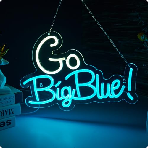 Go big blue neon sign University Slogan neon sign UK Neon Sign for wall decor Kids Room Decor Bar Game Room Man Cave Gift