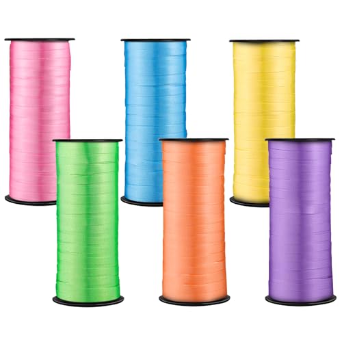 6 Rolls Balloon String Ribbon Set, Curling Ribbon Spring Colors, 1800 Feet of 1/5 Inch Thin Valentines Ribbon for Gift Wrapping Arts Crafts Wedding Birthday Party Graduate Valentine's Day