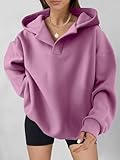 ANRABESS Womens Oversized Hoodies V Neck Sweatshirts Long Sleeve Pullover Casual Fall Teen Girls Preppy Clothes 2025 Trendy A1562 Dark Pink XL