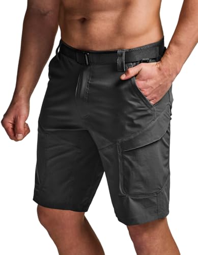 CQR Men's Quick Dry Stretch Hiking Cargo Shorts, Lightweight Water Resistant Tactical Casual, Golf & Outdoor with Pockets, Shenandoah Black, 40W x 10L