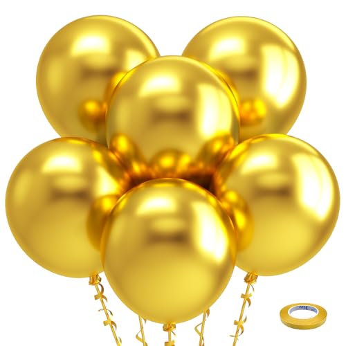Bezente Metallic Gold Balloons 18 Inch - 30 Pack Large Thick Gold Balloons Big Round Chrome Gold Latex Balloons for Wedding Baby Shower Graduation Birthday Party Decorations