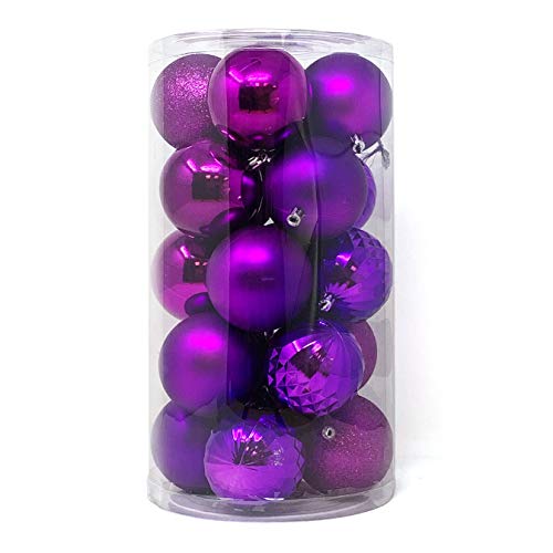 allgala 20 PK 3 Inch (8CM) Large Christmas Ornament Balls for Xmas Tree-4 Style-Purple