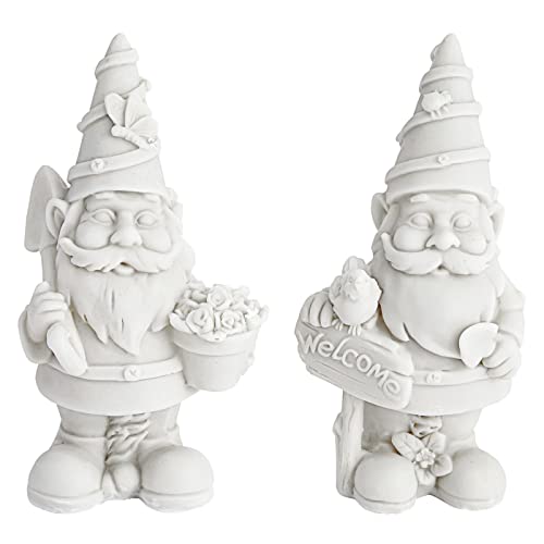 Bright Creations 2 Pack Ceramics to Paint - Paint Your Own Garden Gnome Statues, Blank Paintable Ceramics for Adults (5 in) - Pottery Painting Kit for Adults - Paintable Figurines