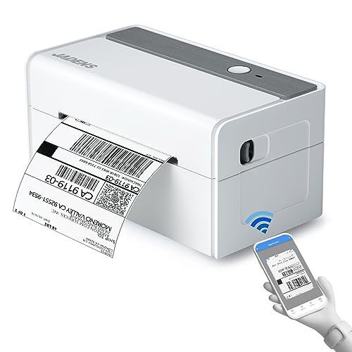 JADENS Bluetooth Thermal Label Printer -Wireless Shipping Label Printer for Small Businesses & Package, USPS, Etsy, Amazon, Compatible with iPhone, Windows, Android, 4x6, Label Maker, White