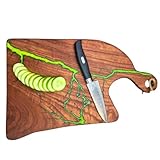 NAV KONST Epoxy Wood Cutting Board 16" x 10.5" | Charcuterie, Chopping, Serving Platter | Lemon Green Resin | Kitchen Article