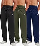 5 Pack Mens Sweatpants Open Bottom Joggers for Men with Zip Pockets Loose Fit Mesh Athletic Pants for Running,Casual(Black,Dark Gray,Light Gray,Navy,Army Green,L)