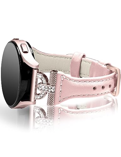 JOYOZY Genuine Leather Bands Compatible with Samsung Galaxy Watch 7/6/5/4/FE 40mm 44mm/Watch 5 Pro 45mm/Watch 6/4 Classic 42mm 46mm 43mm 47mm/Active2,Metal D-Shape Slim Leather 20mm Wristband Straps