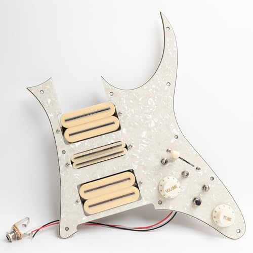 HSH Prewired Pickguard for Ibanez RG Style Guitars – Loaded Pickguard with High Output Ceramic Pickups, Coil Split & Boost Switch – Solderless Installation