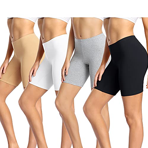 wirarpa Women's Cotton Boy Shorts Underwear Long Leggings Under Shorts Anti Chafe Bloomers 4 Pack Multicolored Size M